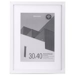 Рамка 30х40 см с паспарту 21х30 см небьющаяся, багет 20 мм, пластик, BRAUBERG "New Age", белая, 391278
