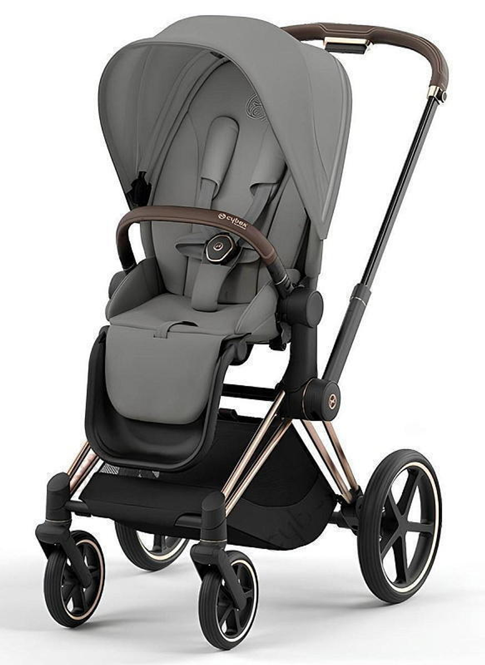 Коляска Cybex Priam IV Rosegold complete и автокресло Cloud G i-Size Almond Beige Plus 3 в 1 Mirage Grey