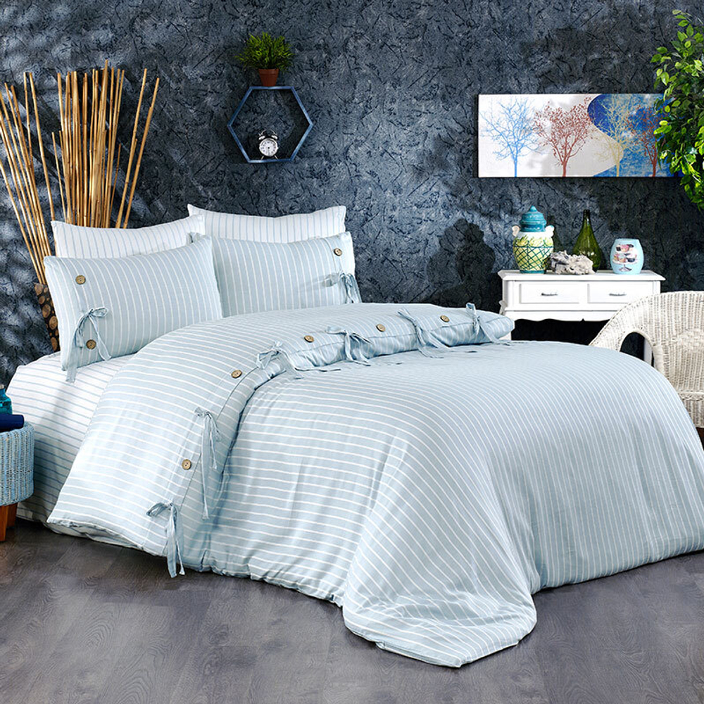 Постельное белье 2 спальное евро Grazie home D'Or голубое