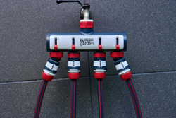 Распределитель потоков 4-х канальный премиум с переходниками для крана 3/4”и 1” HF 004 Garden Elitech 206028