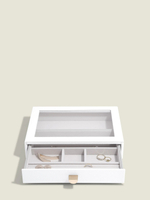 Органайзер для украшений и часов со стеклянной крышкой Stackers Classic Jewellery Box, 4 секции - White Pebble (White Pebble / серый / White Pebble / 500)