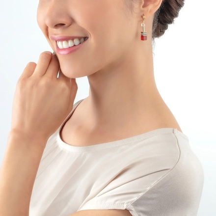 Серьги-пусеты Coeur de Lion Red-Beige 4905/21-0310
