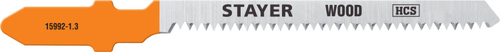 STAYER T101AO, 2 шт, 50 мм / 1.4 мм, T-хвост., HCS сталь, фигурный рез по ламинату/фанере, полотна для лобзика, Professional (15992-1.3)