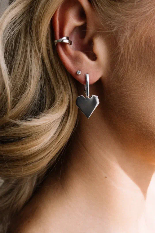 Серьги "Сердца" рубленые