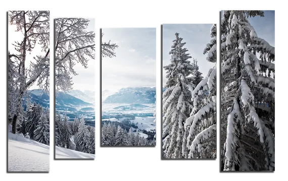 Модульная картина "Снежный лес"