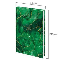 Ежедневник датированный 2026 145х215 мм А5 STAFF ламинированная обложка "Green Marble" (117315)