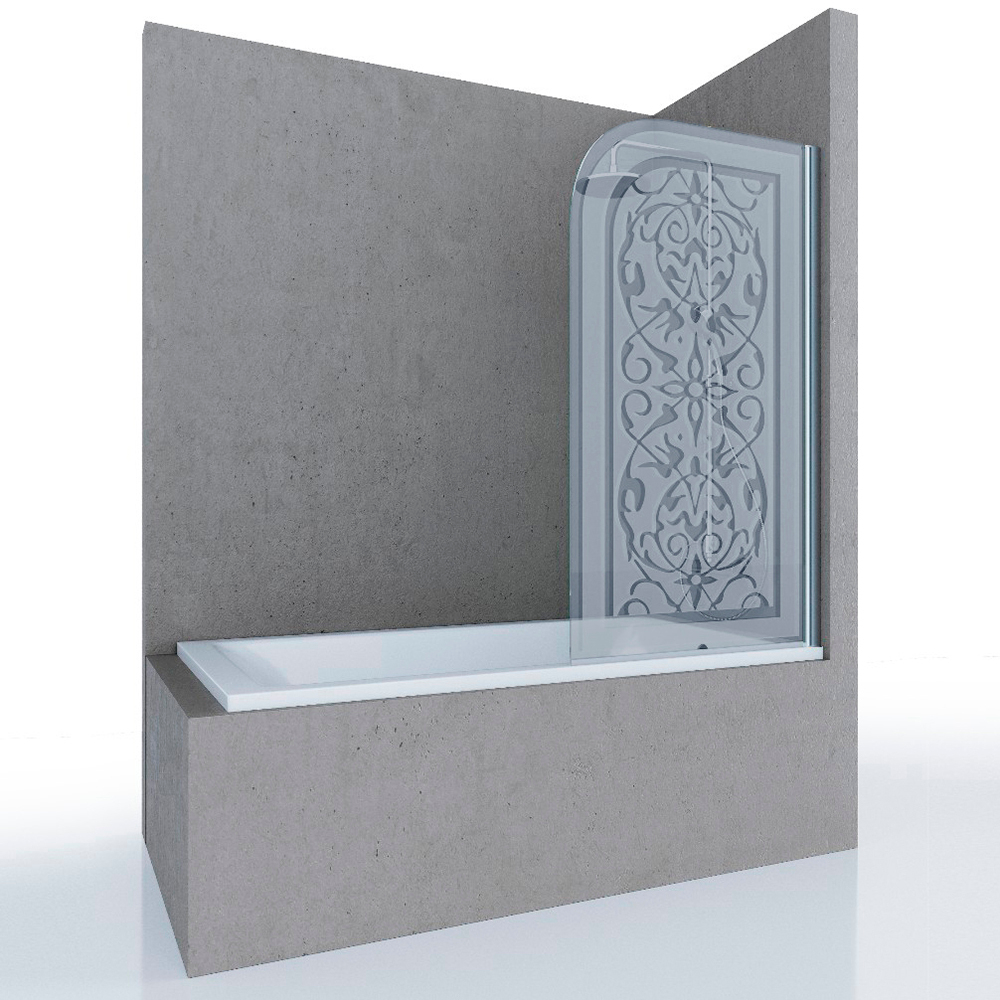 Шторка на ванну MIA, 80x140, правая, профиль хром, стекло с декором, ST-MIA08-RD2CR