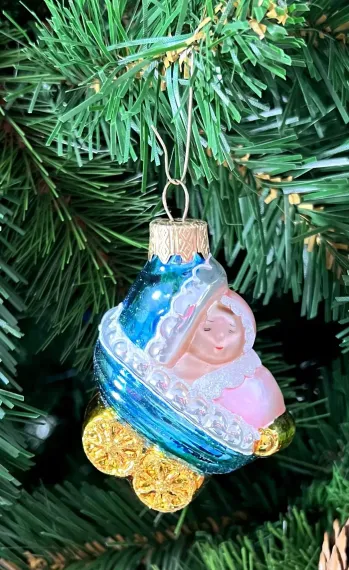 Елочное украшение Коляска, стекло, 8 см., 1 шт., Витус (А131)