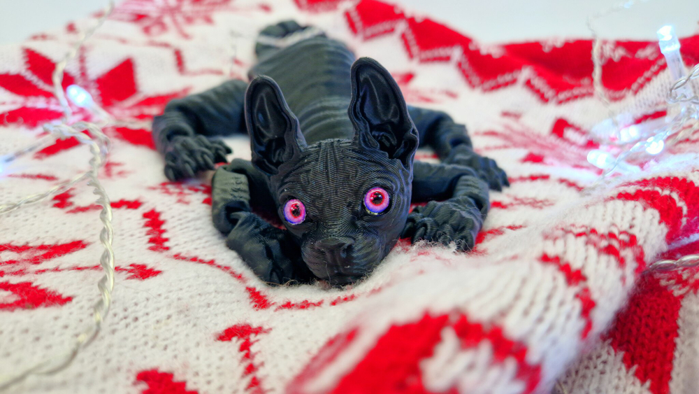 Подвижный кот Сфинкс, игрушка антистресс, черный