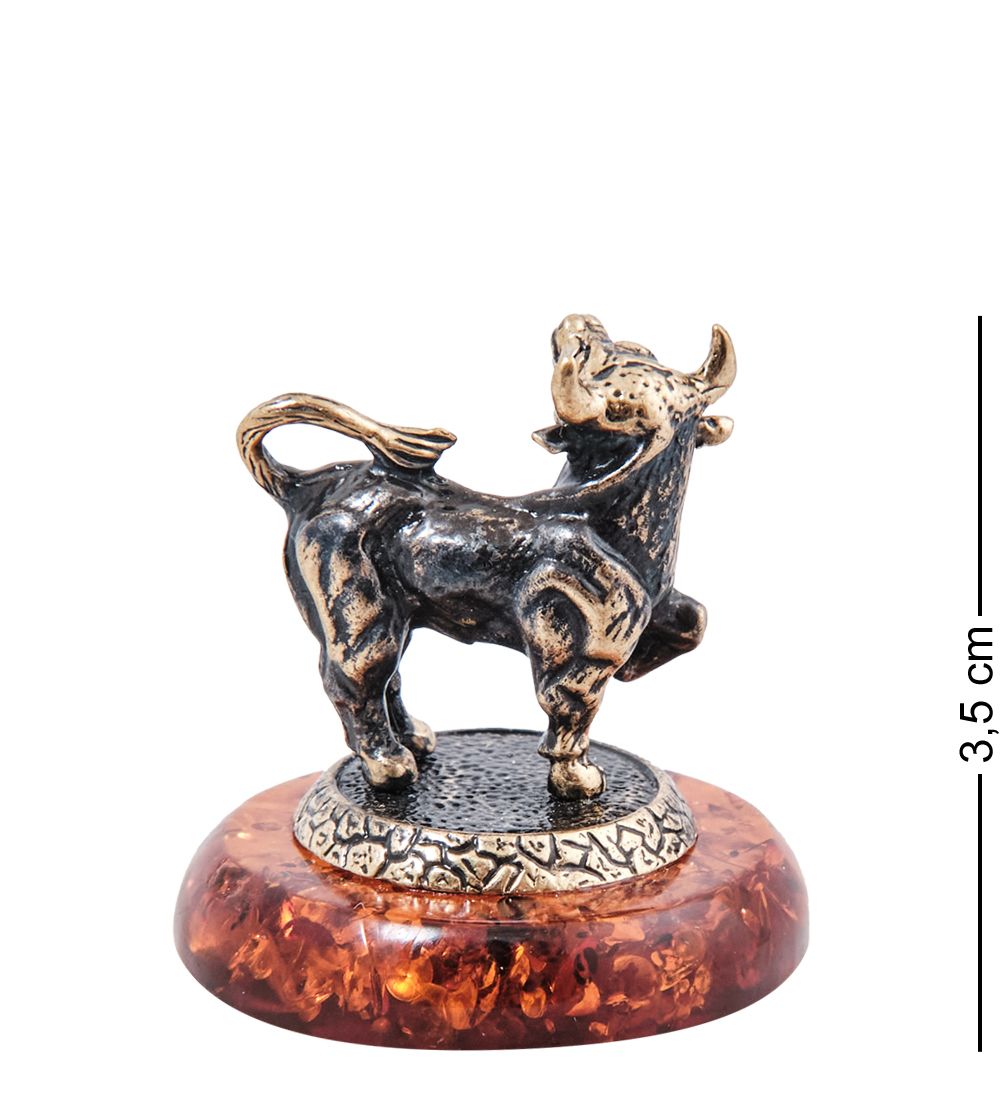 Народные промыслы AM- 567 Фигурка «Знак зодиака - Телец» (латунь, янтарь)