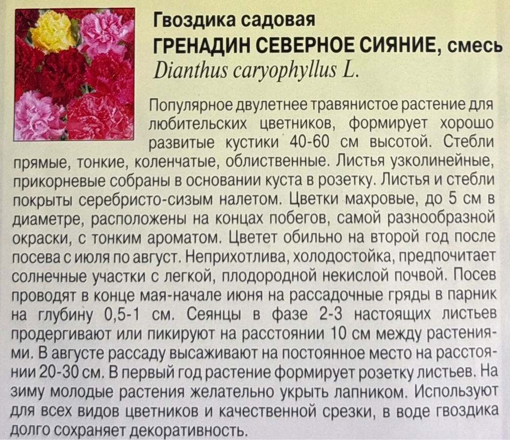 Гвоздика мн. Гренадин Северное сияние,смесь 0,1 гр СМЦ-915