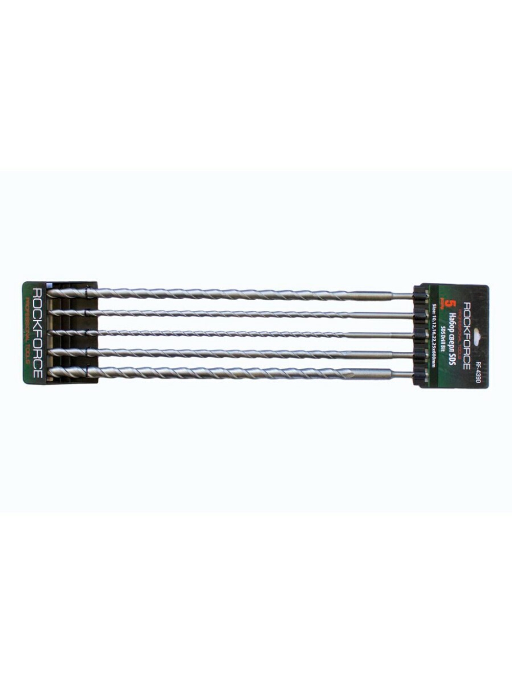 Набор сверл SDS, 5пр.(10,12,16,22,25х600мм),на пластиковом держателе RockForce##Rock FORCE RF-4390