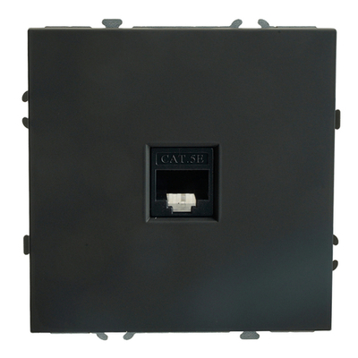 Розетка компьютерная 1-местная RJ-45 (механизм), STEKKER, серия Эмили, RST00-5117-05, черный уголь, soft touch 49847