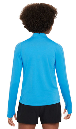 Футболка для девочки теннисная Nike Kids Dri-Fit Long Sleeve 1/2 Zip Top - light photo blue/white
