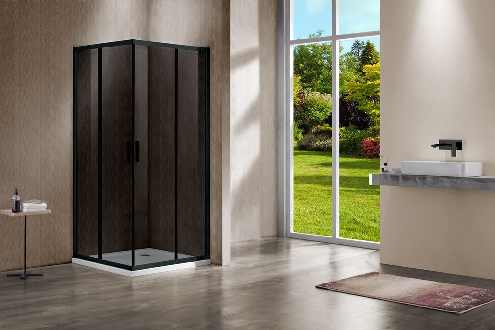Душевой уголок Garda VSS-1G9011CGB, 1100*900, черный, стекло тонированное
