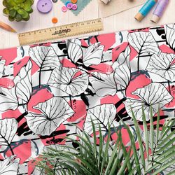 Ткань шифон широкие листья яркие