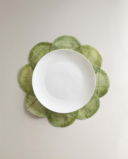 ZARA HOME ПОДСТАВКА ПОД СТОЛОВЫЕ ПРИБОРЫ «ЦВЕТОК» ИЗ РАМИ, ЗЕЛЕНЫЙ