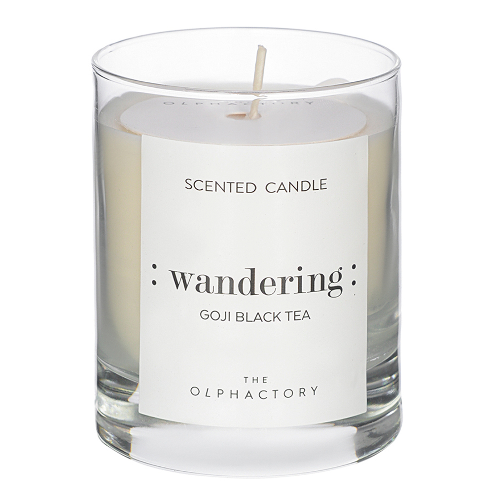 Свеча ароматическая the olphactory, wandering black, goji black tea (новая), 40 ч