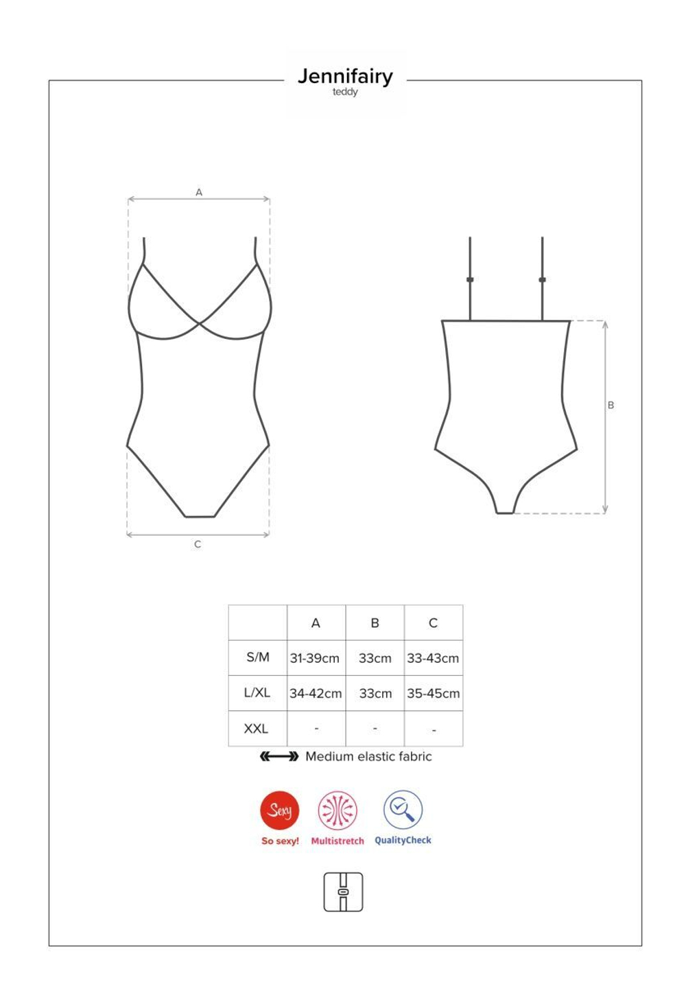 Пикантное боди Jennifairy с орнаментом (Размер: L-XL) (Цвет: черный)