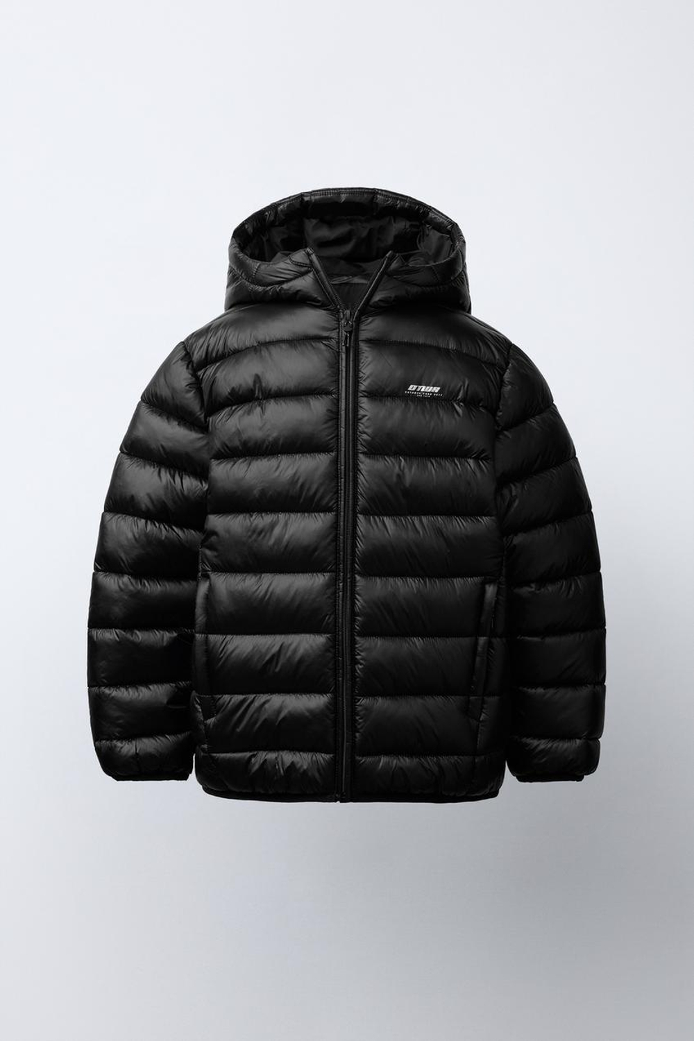 ZARA УЛЬТРАЛЕГКАЯ КУРТКА С НАДПИСЬЮ, ЧЕРНЫЙ