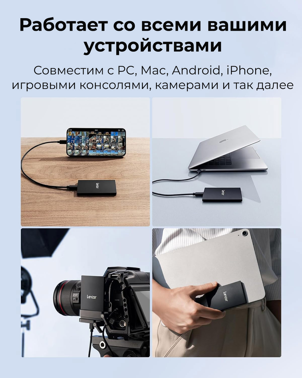 Внешний накопитель Lexar SL500 Portable SSD USB3.2 Gen2x2 2TB, R/W 2000/1800 МБ/с