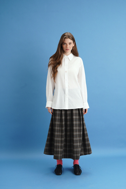 Рубашка классического кроя, белый батист-креп