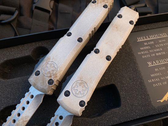 Сет ножей Microtech MT_719-1SETSADS UTX-85 Warhound / Hellhound SET, алюм. рук-ть SandTrooper