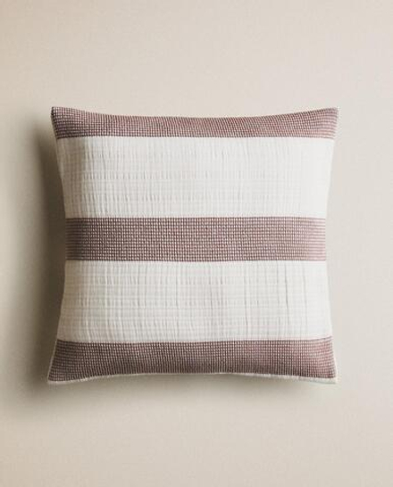 Zara Home наволочка декоративная из хлопка, терракотовый, в полоску, 40x40 см