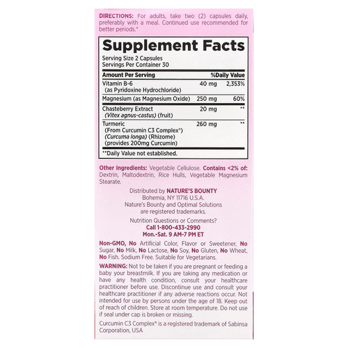 Nature's Bounty, Optimal Solutions®, улучшенное средство для облегчения симптомов ПМС, 60 капсул