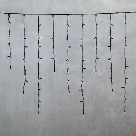 Светодиодная бахрома с колпачком 3,2*0,9 м., 168 разноцветных LED ламп, каучуковый черный провод, LTC (LL168-1-2M)