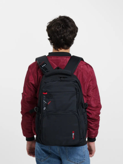 Рюкзак мужской городской повседневный пикник для отдыха, черный / красный уценка