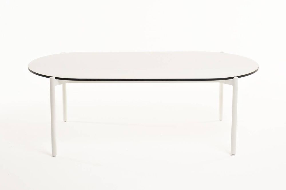 "Диего" журнальный стол из HPL 120х60 H40, каркас белый муар, цвет "молочный"