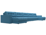 Диван П-образный с декором Лига-049 НПБ Мегалонг, Амур 10 РОГОЖКА голубой