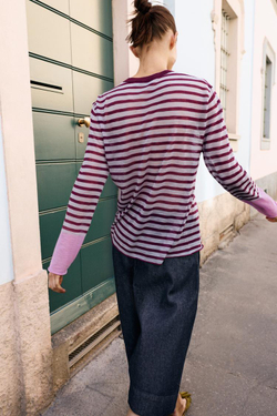 ZARA СВИТЕР В ПОЛОСКУ, БОРДОВЫЙ