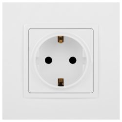 Розетка ЭРА Elegance 14-2102-01 с заземлением 2P+E Schuko со шторками 16A-250В IP20 белый