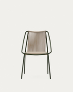 Садовое кресло Zivia из веревки цвета экрю и оцинкованной стали зеленого цвета