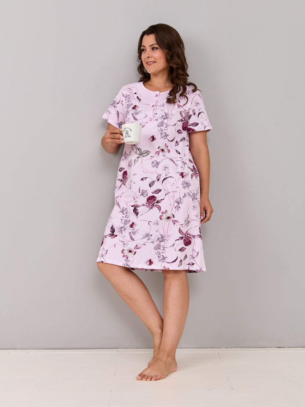 Ночная сорочка С-018/розовый-розы