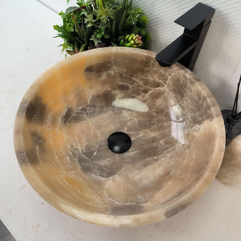 Каменная раковина из оникса Bowl Grey Medium TinLip BO-00964 (45*45*15)