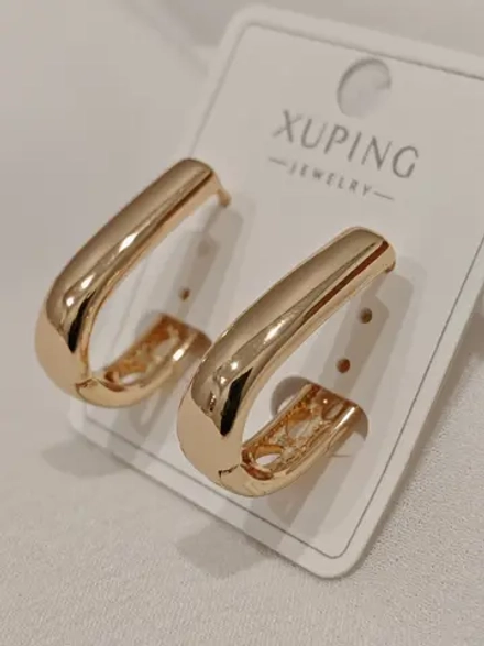 Серьги Xuping «Золотая линия» Gold 18K
