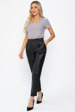 Брюки с кожаной вставкой Дарнель (черные) Б14349-10М LT Collection