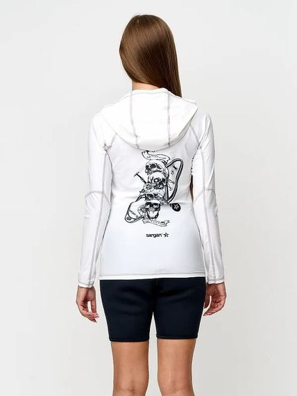 Футболка рашгард лонгслив Sargan Скелетон-Сап Худи UPF 50+ белый