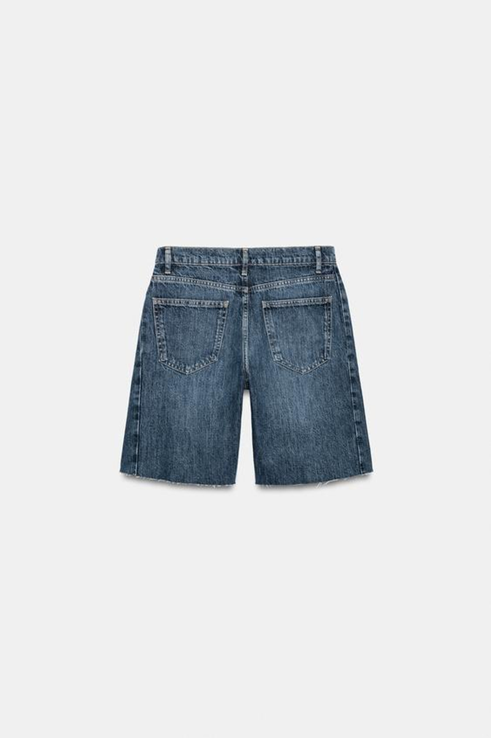 ZARA ДЖИНСОВЫЕ ШОРТЫ RELAXED СО СРЕДНЕЙ ПОСАДКОЙ — ZW COLLECTION, СИНИЙ