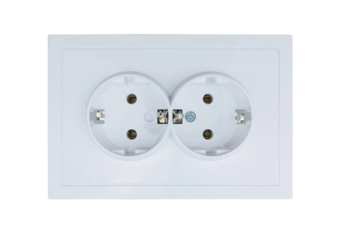 Розетка 2-местная LEZARD ZIMA белая c/з безвинтовой зажим/клемма