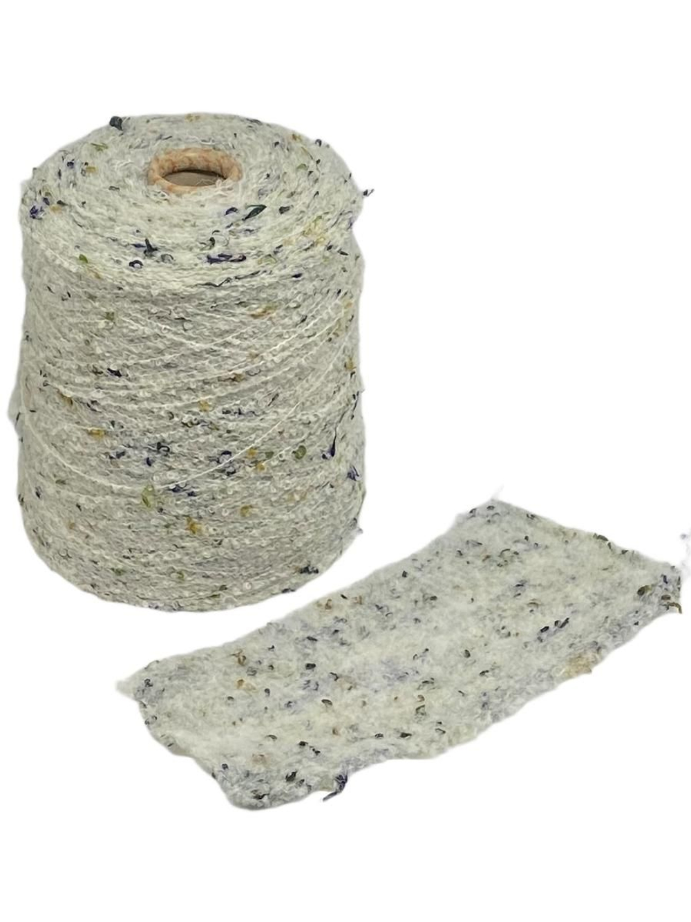 Пряжа на бобине (Италия) 77% шерсть мериноса 8% вискоза 15 п/а букле 100г-450м 400г