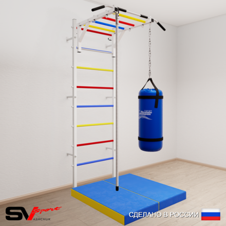 Шведская стенка Sv Sport 5297 (Турник рукоход/Канат/Цепь/Мешок 30кг/Мат 1м)