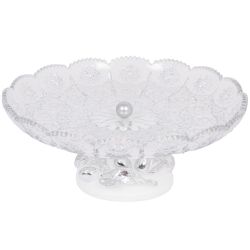 Фруктовница-конфетница Oliva Branch (Олива Бранч) со стеклянной чашей Серебро