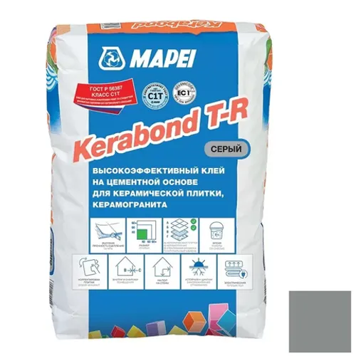 Клей Mapei Kerabond T-R для плитки и керамогранита серый 25 кг
