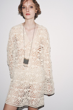 ZARA КОРОТКОЕ ПЛАТЬЕ КРОШЕ — ZW COLLECTION, БЕЖЕВЫЙ