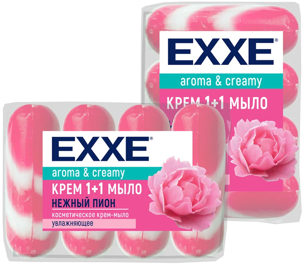 EXXE Крем-мыло 1+1 Нежный пион 4шт*90гр