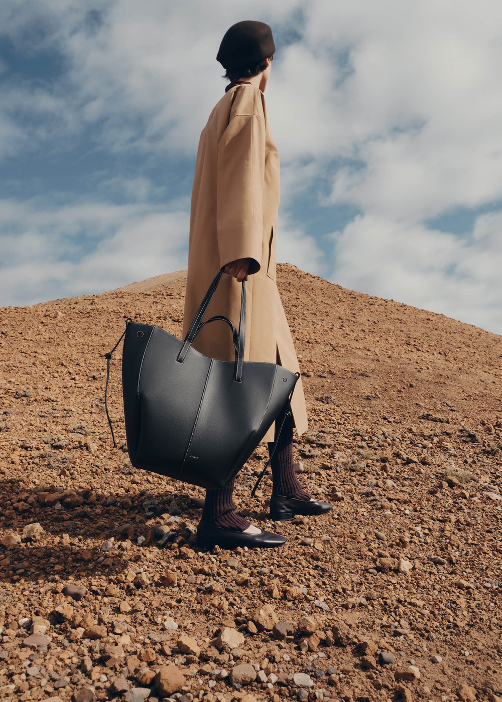 POLENE СУМКА CYME TOTE, ЧЕРНЫЙ/ЭКРЮ